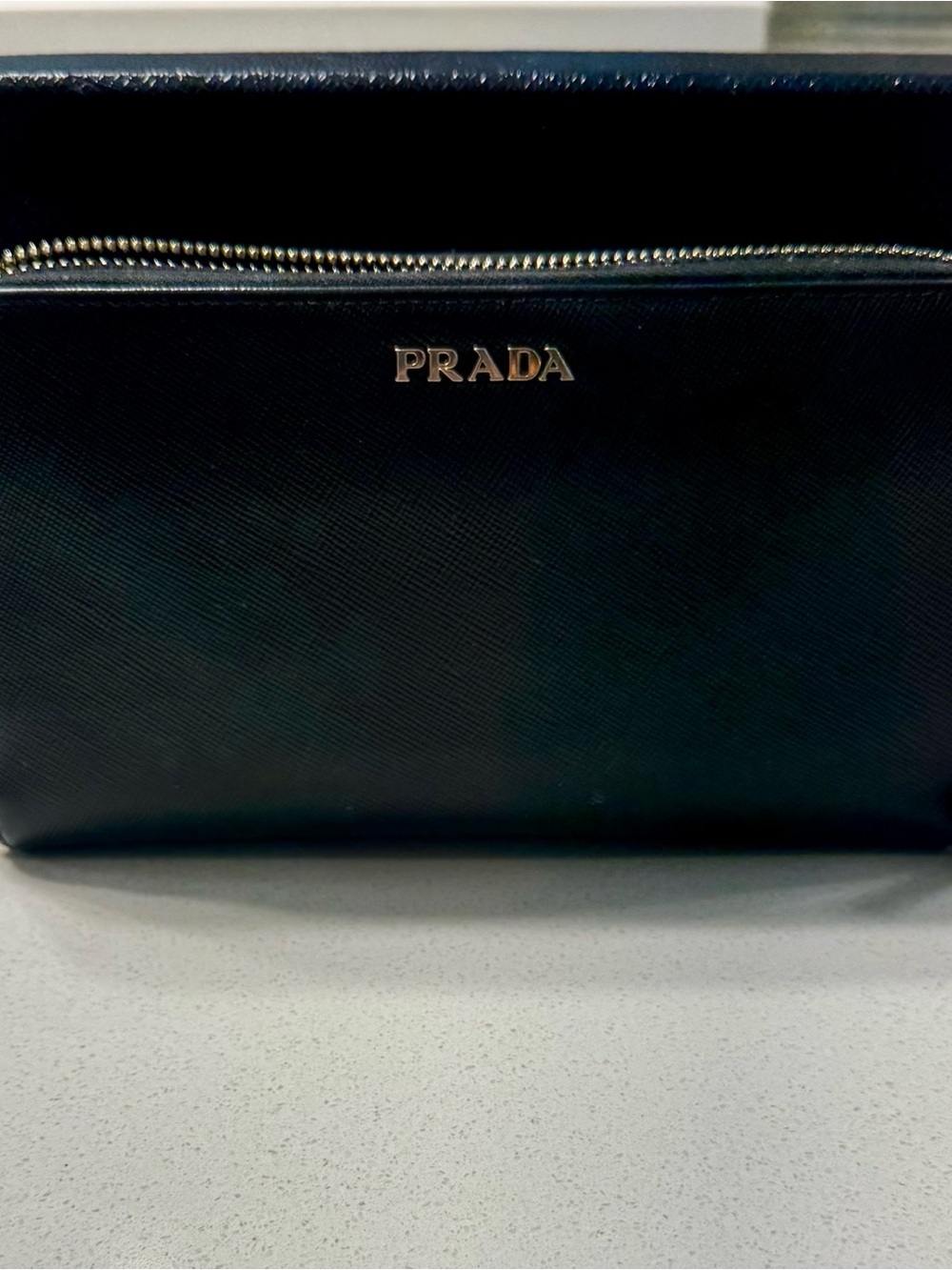 Prada Black Saffiano Leather Wallet   with gold  Hardware